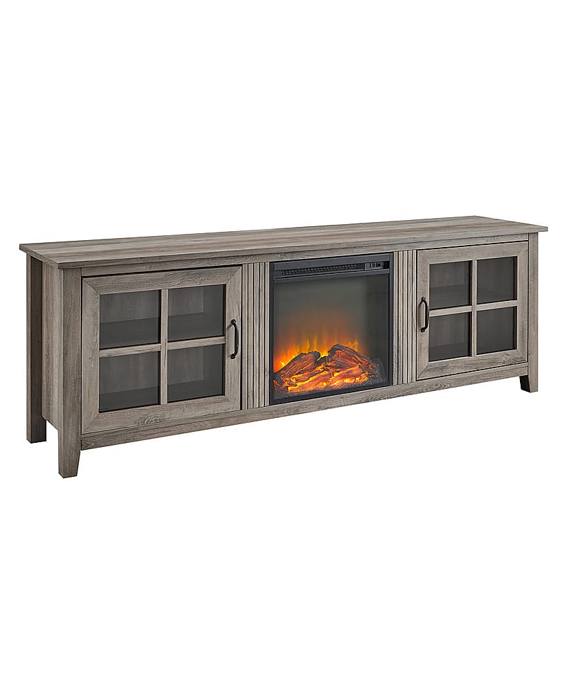 Walker Edison – 70″ Traditional Glass Door Cabinet Fireplace TV Stand for Most TVs up to 80″ – Grey Wash Sansujyuku sansujyuku.com