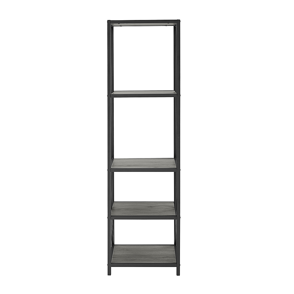 Walker Edison X Frame Industrial Wood, Tall Industrial Bookcase Gray
