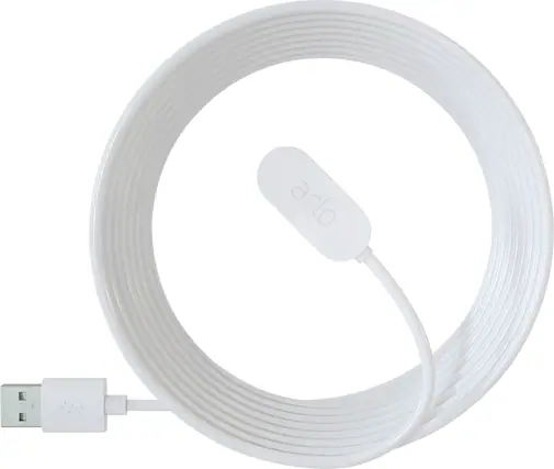 Front. Arlo - 8' Indoor Magnetic Charging Cable for Pro 5S 2K, Pro 4, Pro 3, Ultra 2, Ultra, Go 2 and Floodlight Cameras - White.