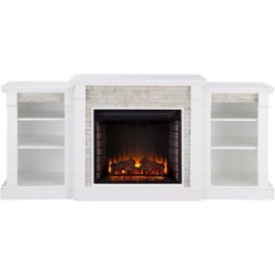 SEI Furniture - Gallatin Electric Fireplace - White With White Faux Stone - Front_Zoom