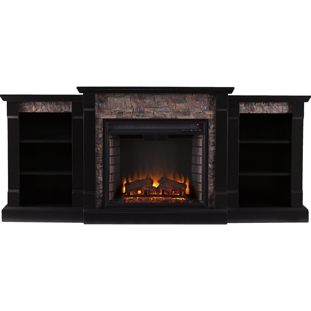 SEI Gallatin Electric Fireplace Satin Black With Black ...