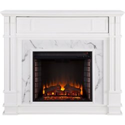SEI Furniture - Highgate Electric Fireplace - White With Gray Veined White Faux Marble - Front_Zoom
