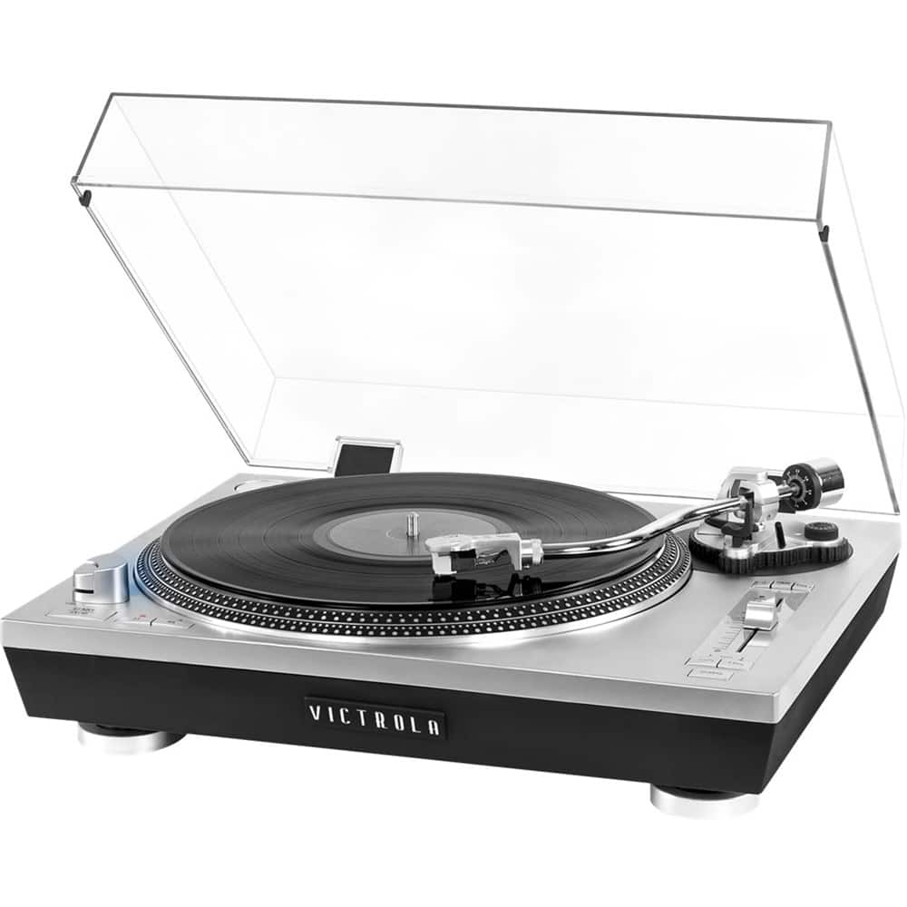 Left. Victrola - Pro Bluetooth Stereo Turntable - Black.