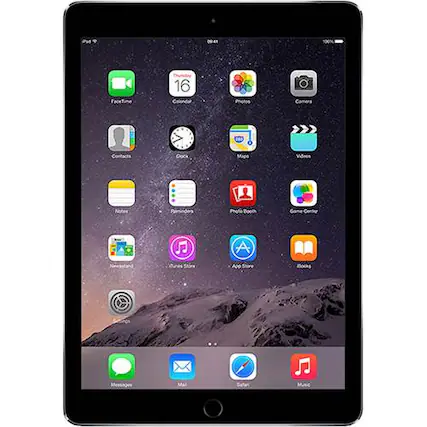 Front. Apple - Certified Refurbished iPad Air (2nd Generation) (2014) Wi-Fi - 32GB - Space Gray.