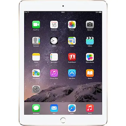 Front. Apple - Certified Refurbished iPad Air (2nd Generation) (2014) Wi-Fi - 32GB - Gold.