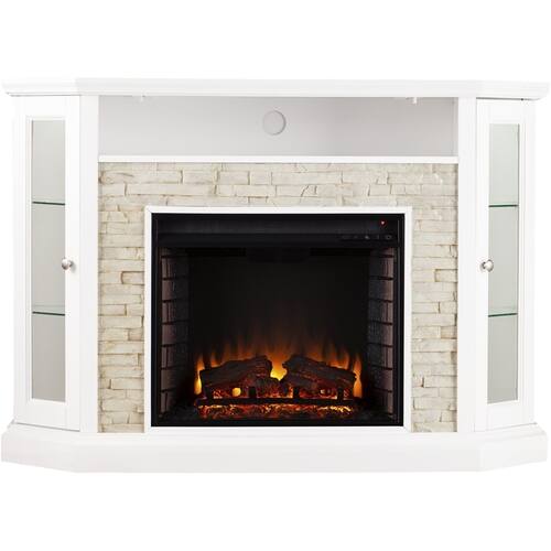 SEI - Redden Electric Fireplace - Fresh White With White Faux Stone