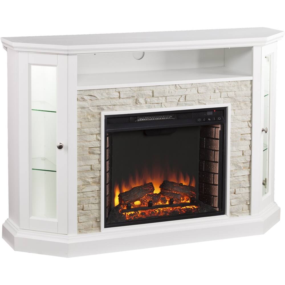 SEI Redden Electric Fireplace Fresh White With White Faux Stone FE9393 -  Best Buy