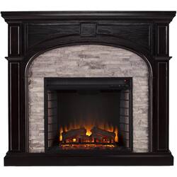 SEI - Tanaya Electric Fireplace - Ebony With Shades Of Gray Faux Stone - Front_Zoom