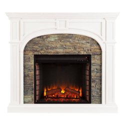 SEI - Tanaya Electric Fireplace - White With Montelena Faux Stone - Front_Zoom