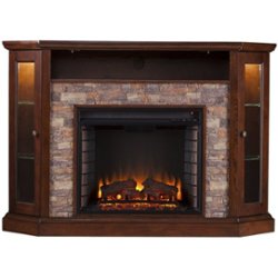 SEI - Redden Electric Fireplace - Espresso With Faux Durango Stone - Front_Zoom