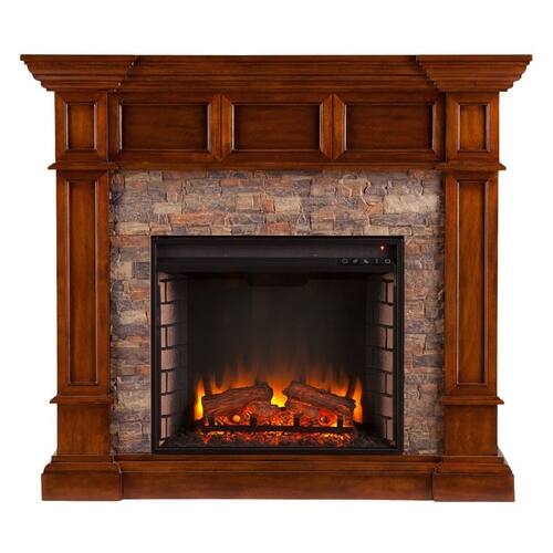 SEI - Merrimack Electric Fireplace - Buckeye Oak With Durango Faux Stone