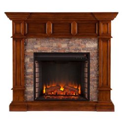 SEI - Merrimack Electric Fireplace - Buckeye Oak With Durango Faux Stone - Front_Zoom