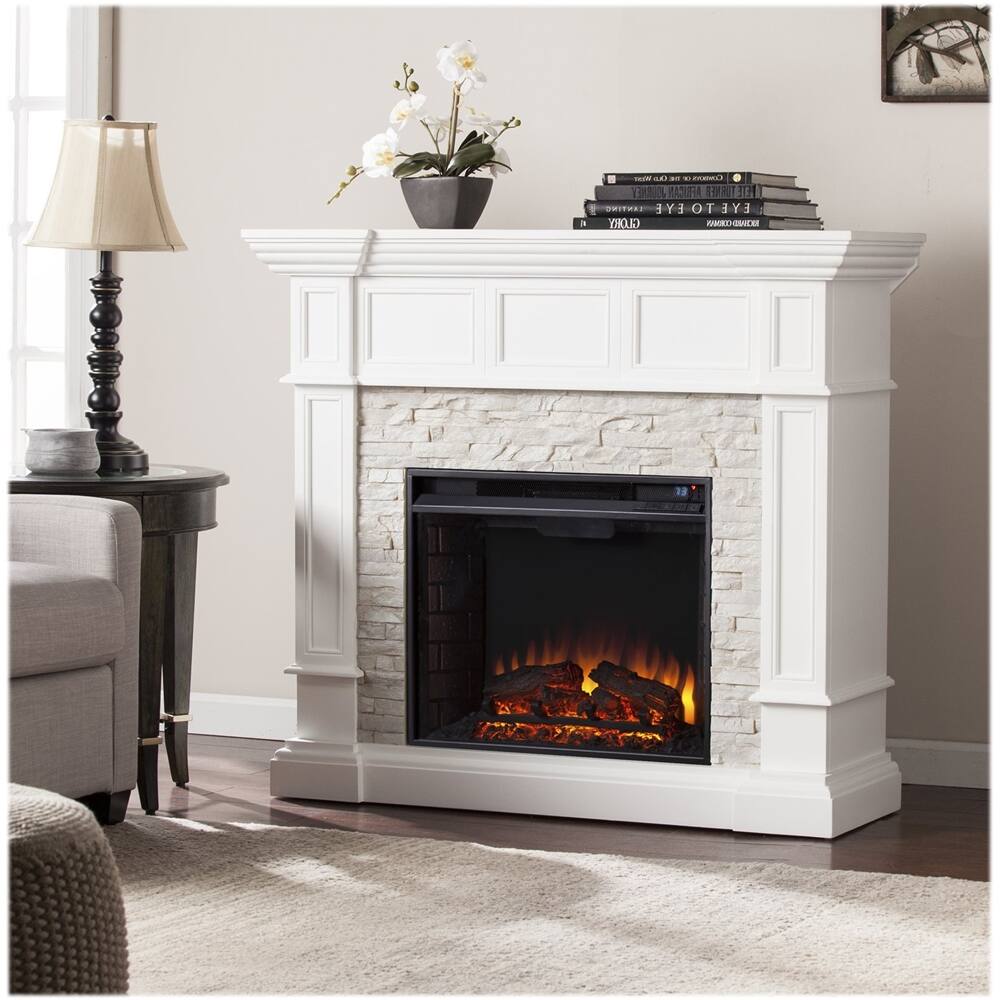 Best Buy: SEI Merrimack Electric Fireplace Fresh White With Rustic ...