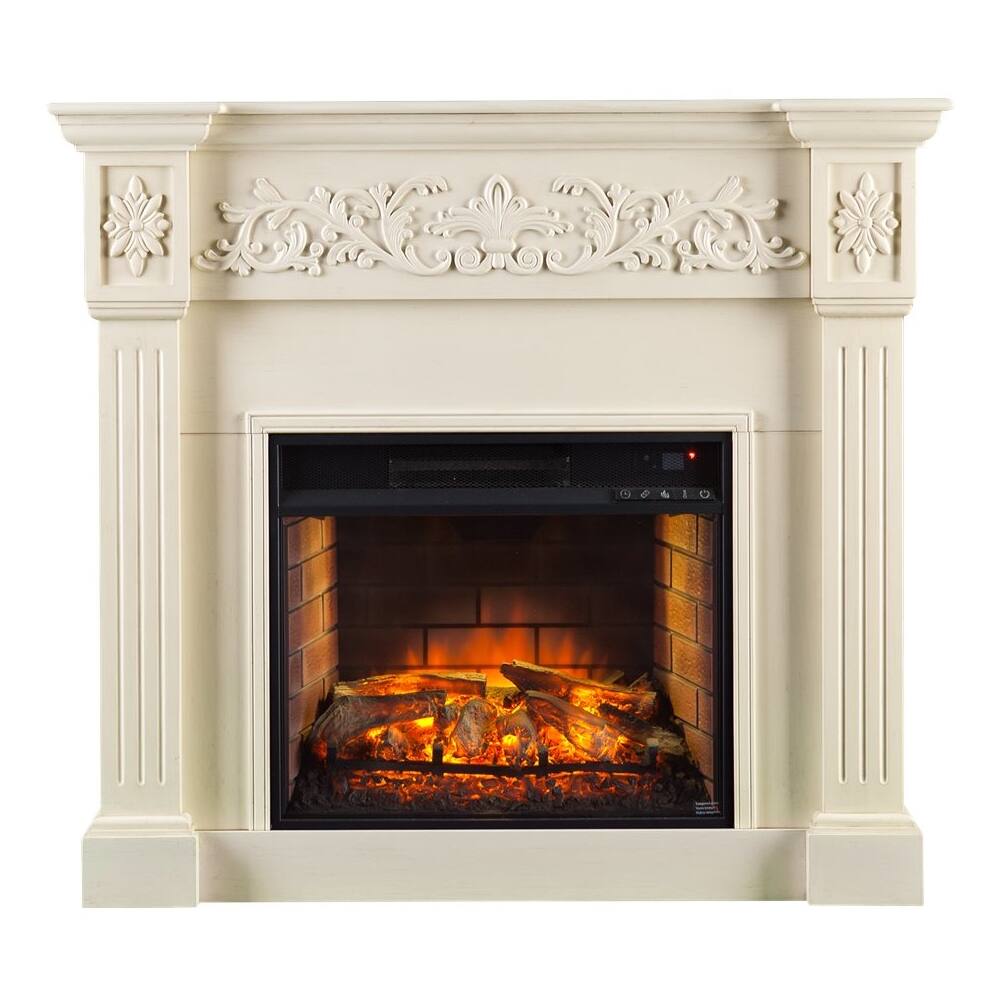 Best Buy: SEI Calvert Carved Electric Fireplace Creamy Brushed Ivory FI9279