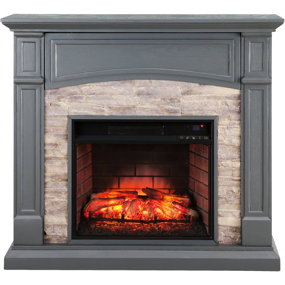 Best Buy SEI Seneca Electric Fireplace Cool Slate Gray With Weathered