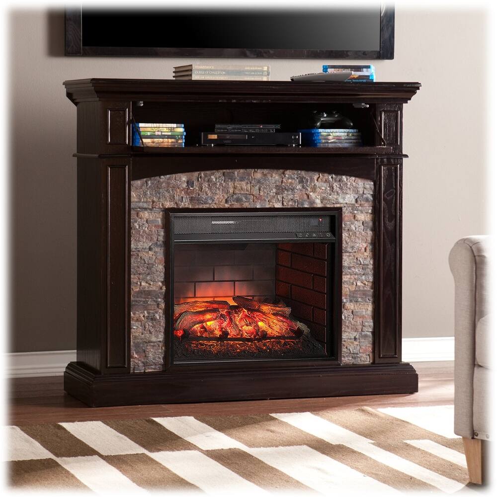 Best Buy: SEI Furniture Grantham Electric Fireplace Ebony With Black ...