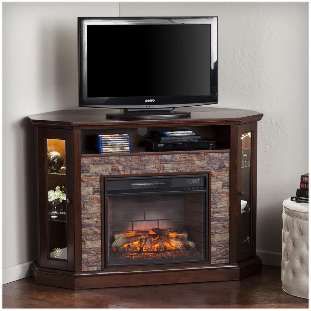 Best Buy: SEI Furniture Redden Electric Fireplace Espresso With Durango  Faux Stone FI9392