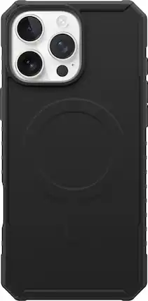 Front. Insignia™ - Protective Case with Built-In MagSafe Ring for iPhone 16 Pro Max - Black.