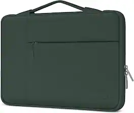 mosiso - 13.3-inch Slim Laptop Sleeve with Handle, Shock-Resistant Bubble Foam, Two Exterior Pockets - Midnight Green