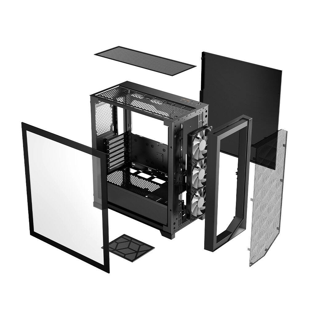Alt View 3. PCCOOLER - C3-D510BKP3-GL C3D510 ARGB BK with 3 ARGB Fans Desktop Computer Case Gaming PC Case for E-ATX / ATX / M-ATX / ITX - Black.