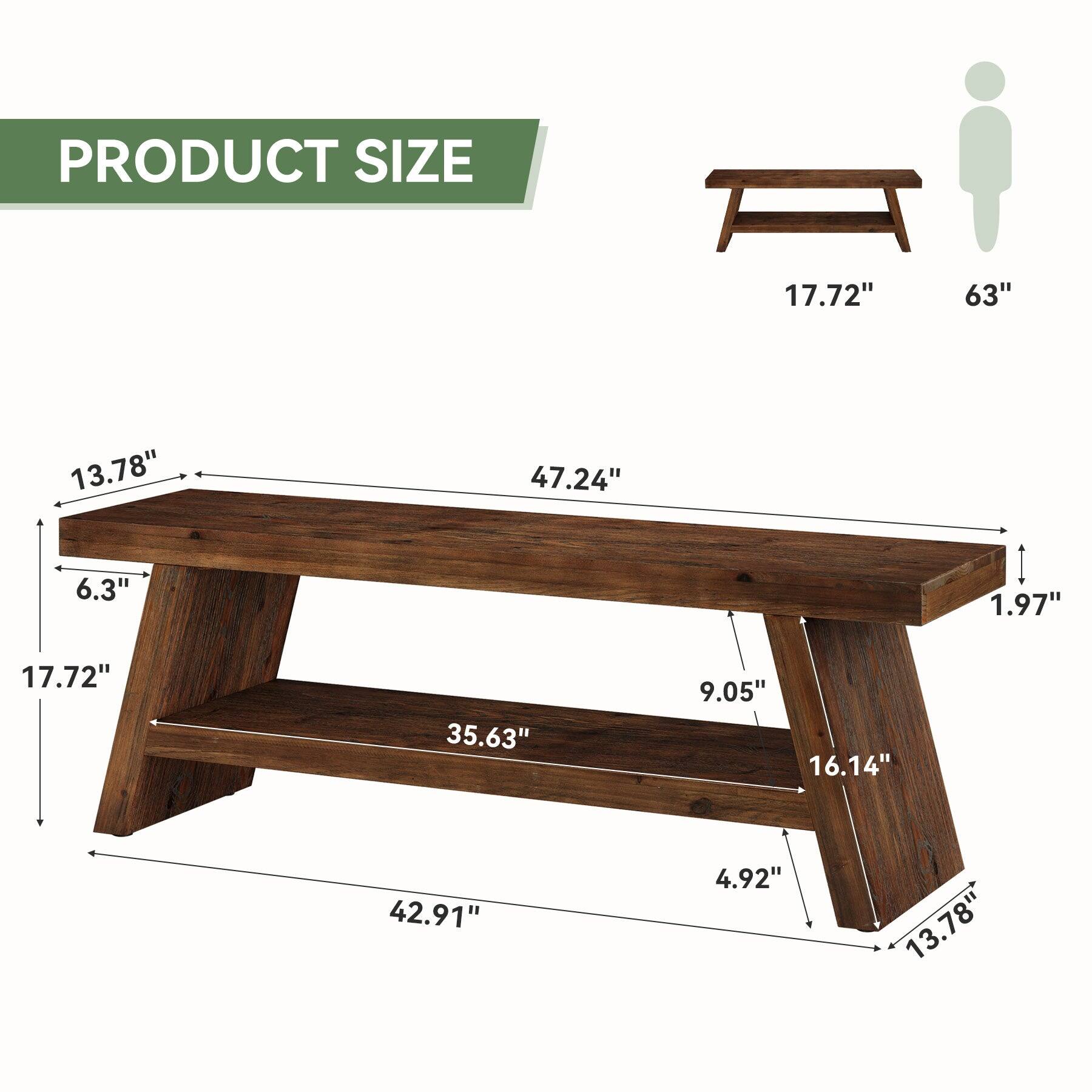 Tribesigns Office Reception Bench with Solid Wood Construction, Storage ...