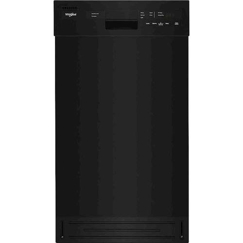 Whirlpool - 18" Front Control Built-In Dishwasher with Stainless Steel Tub - Black