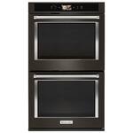 KitchenAid - Smart Oven+ 30" Built-In Double Electric Convection Wall Oven - Black stainless steel - Front_Standard