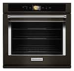 KitchenAid - Smart Oven+ 30" Built-In Single Electric Convection Wall Oven - Black stainless steel - Front_Standard