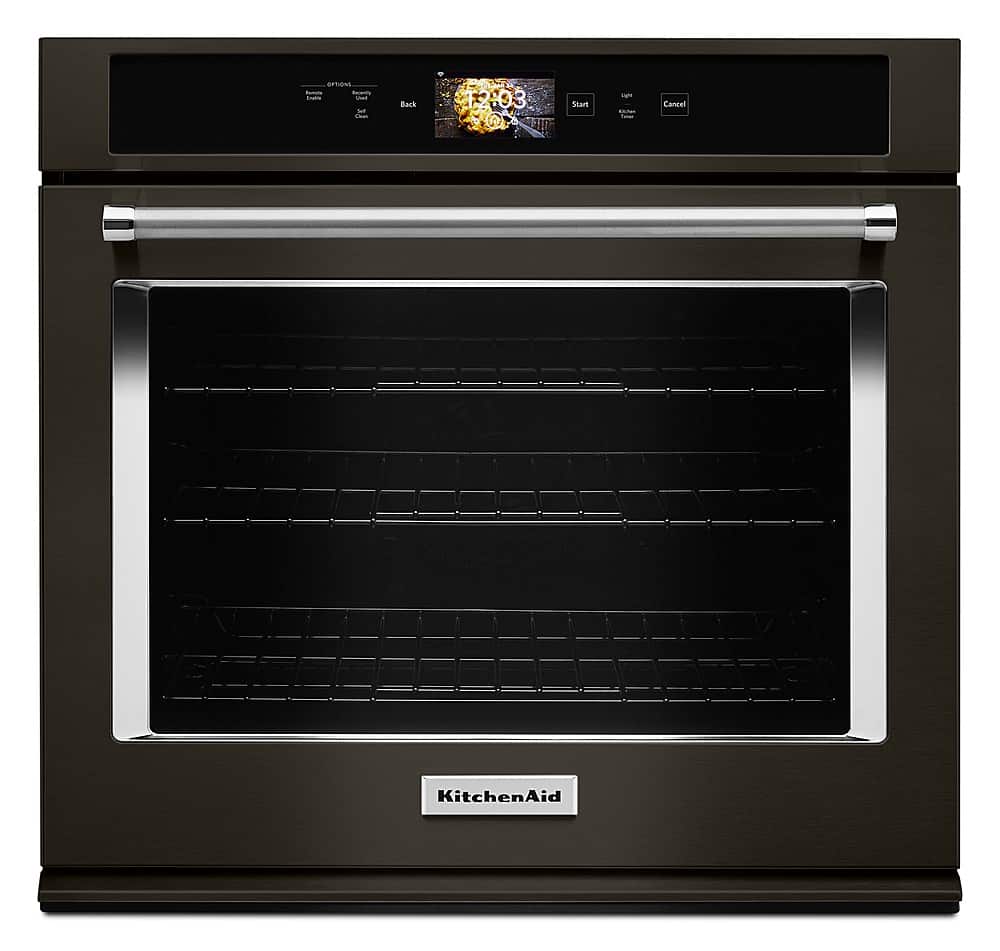 KitchenAid - Smart Oven+ 30" Built-In Single Electric Convection Wall Oven - Black Stainless Steel - Front_Zoom