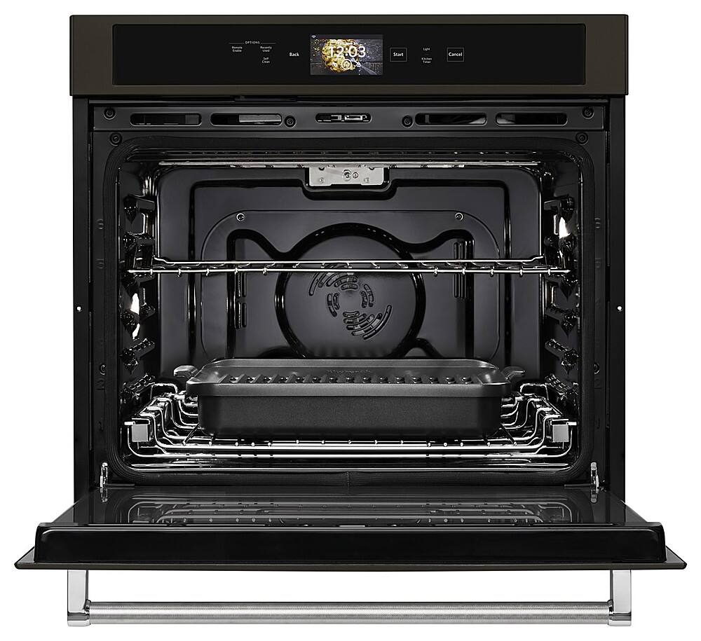 Alt View 12. KitchenAid - Smart Oven+ 30" Built-In Single Electric Convection Wall Oven - Black stainless steel.