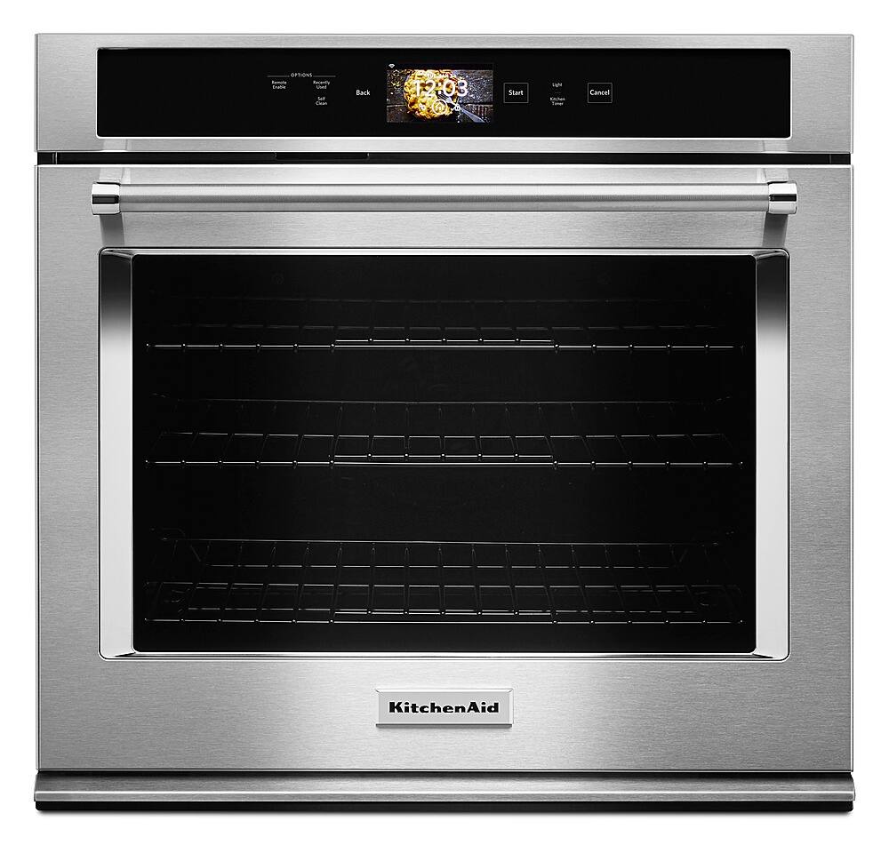 Front. KitchenAid - Smart Oven+ 30" Built-In Single Electric Convection Wall Oven - Stainless Steel.