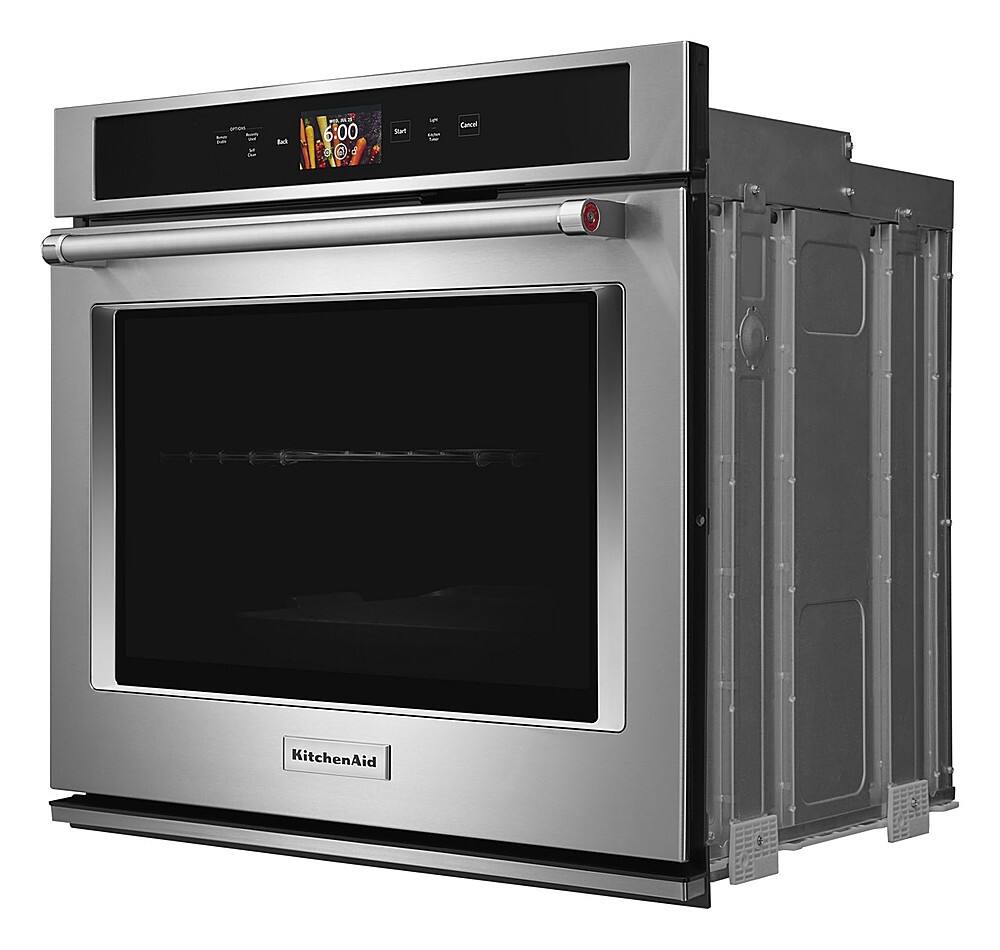 Left. KitchenAid - Smart Oven+ 30" Built-In Single Electric Convection Wall Oven - Stainless Steel.
