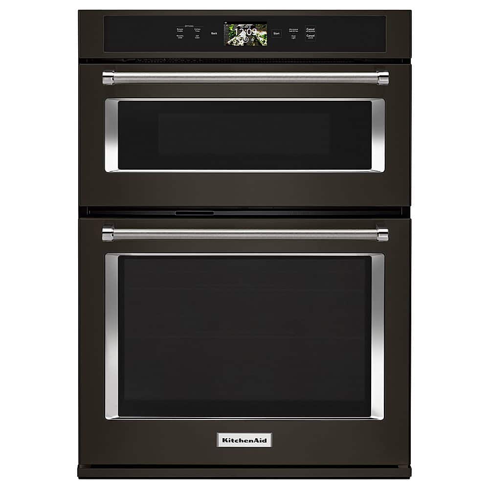 KitchenAid - Smart Oven+ 30" Single Electric Convection Wall Oven with Built-In Microwave - Black Stainless Steel - Front_Zoom