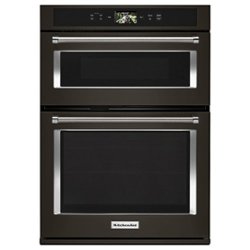 KitchenAid - Smart Oven+ 30" Single Electric Convection Wall Oven with Built-In Microwave - Black Stainless Steel - Front_Zoom