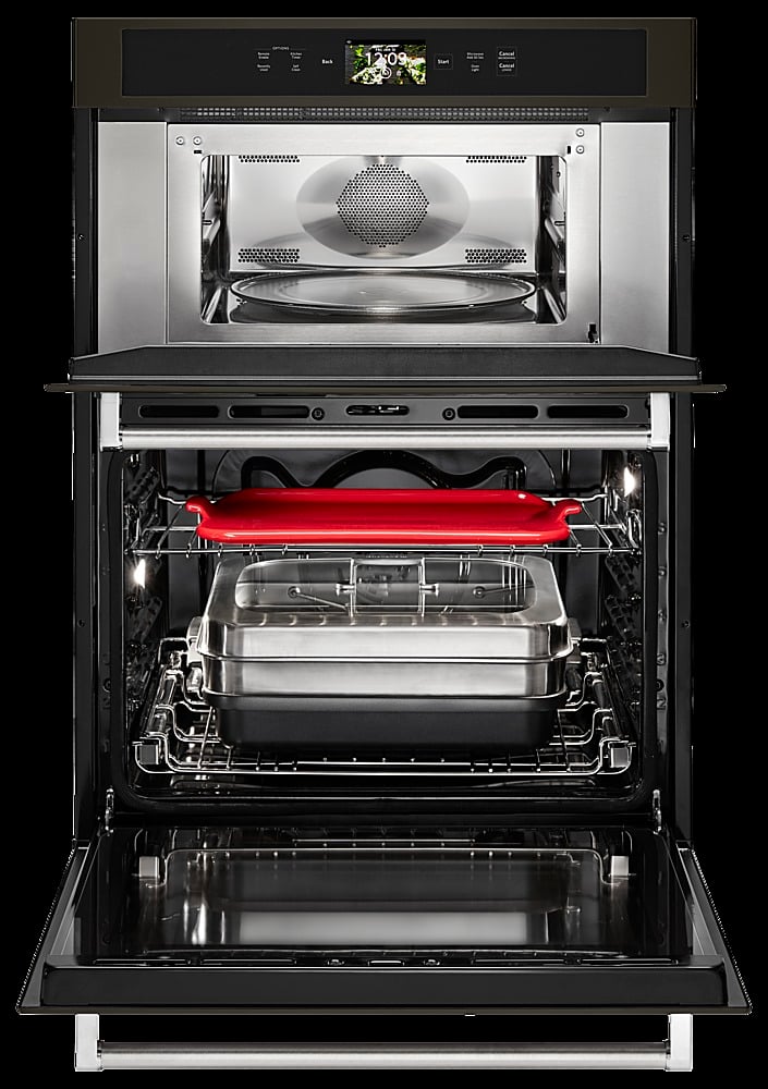 Alt View 11. KitchenAid - Smart Oven+ 30" Single Electric Convection Wall Oven with Built-In Microwave - Black stainless steel.