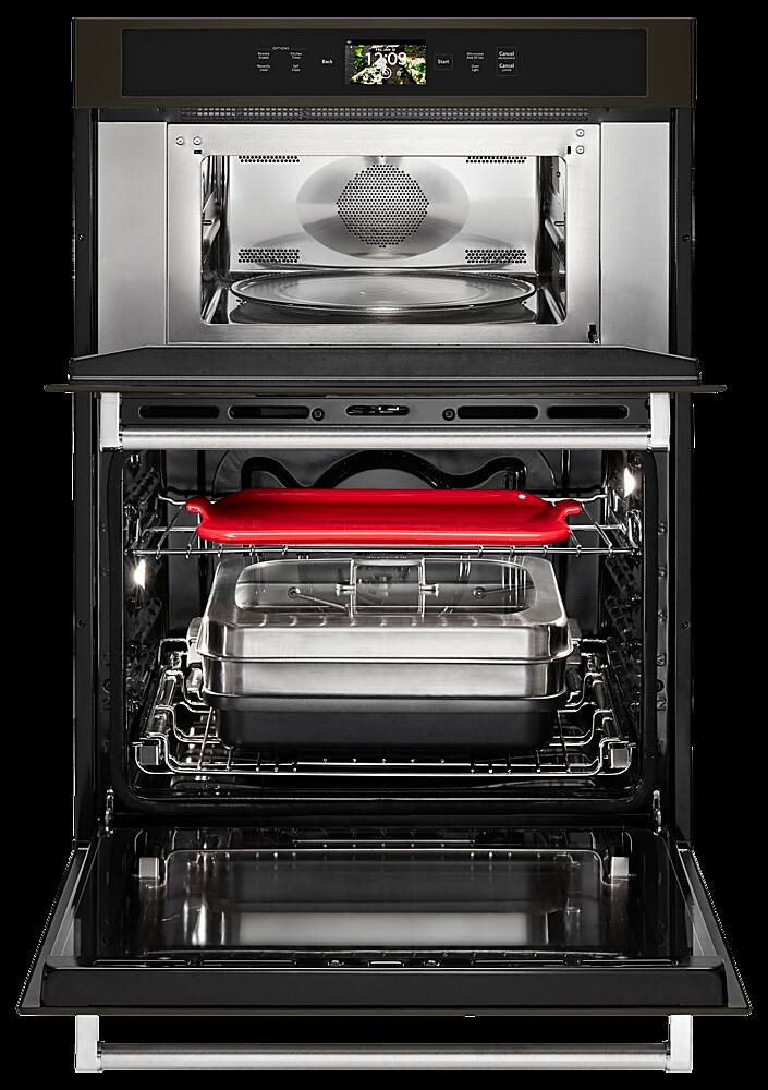 Alt View 11. KitchenAid - Smart Oven+ 30" Single Electric Convection Wall Oven with Built-In Microwave - Black stainless steel.