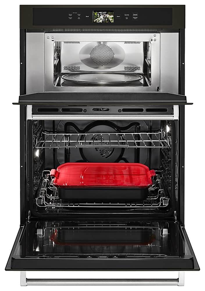 Alt View 12. KitchenAid - Smart Oven+ 30" Single Electric Convection Wall Oven with Built-In Microwave - Black stainless steel.
