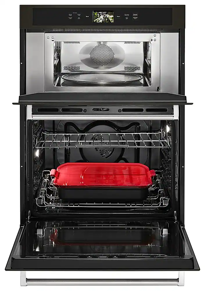 Alt View 12. KitchenAid - Smart Oven+ 30" Single Electric Convection Wall Oven with Built-In Microwave - Black stainless steel.