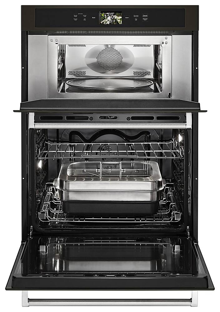Alt View 13. KitchenAid - Smart Oven+ 30" Single Electric Convection Wall Oven with Built-In Microwave - Black stainless steel.