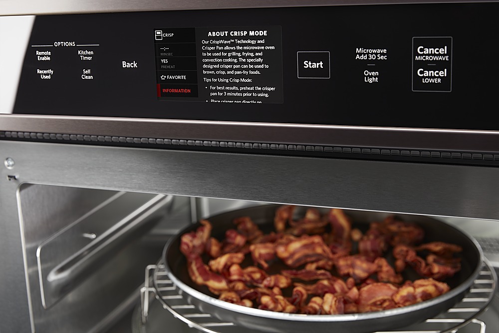 Alt View 14. KitchenAid - Smart Oven+ 30" Single Electric Convection Wall Oven with Built-In Microwave - Black stainless steel.