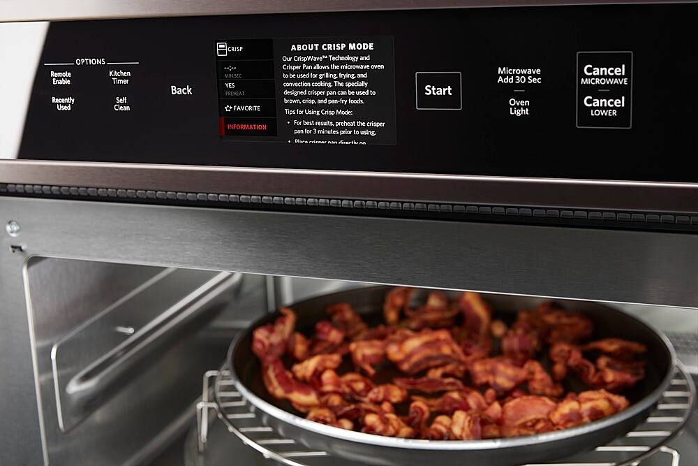 Alt View 14. KitchenAid - Smart Oven+ 30" Single Electric Convection Wall Oven with Built-In Microwave - Black stainless steel.