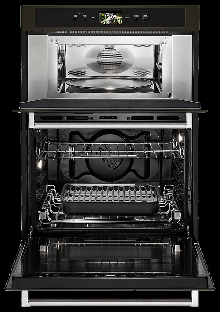 Alt View 15. KitchenAid - Smart Oven+ 30" Single Electric Convection Wall Oven with Built-In Microwave - Black stainless steel.