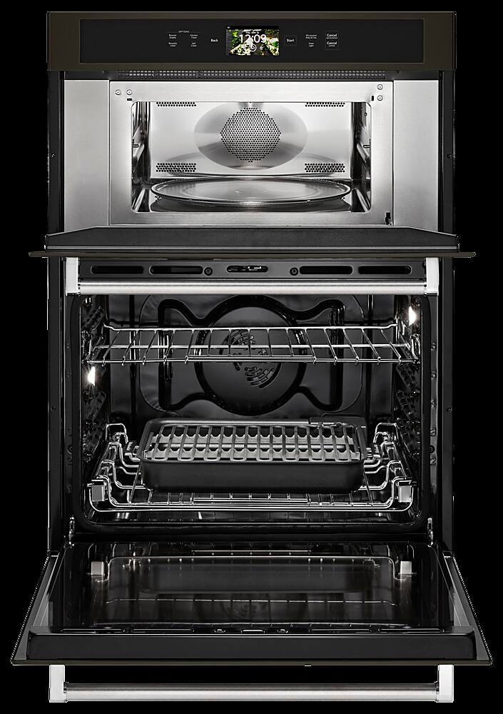 Alt View 15. KitchenAid - Smart Oven+ 30" Single Electric Convection Wall Oven with Built-In Microwave - Black stainless steel.