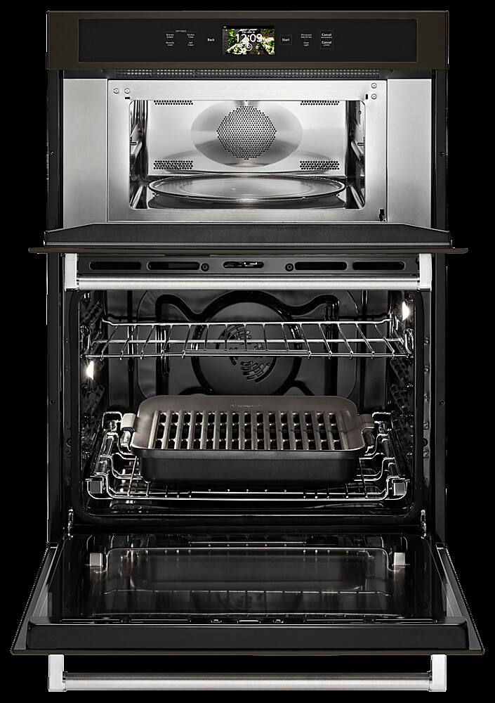 Alt View 17. KitchenAid - Smart Oven+ 30" Single Electric Convection Wall Oven with Built-In Microwave - Black stainless steel.