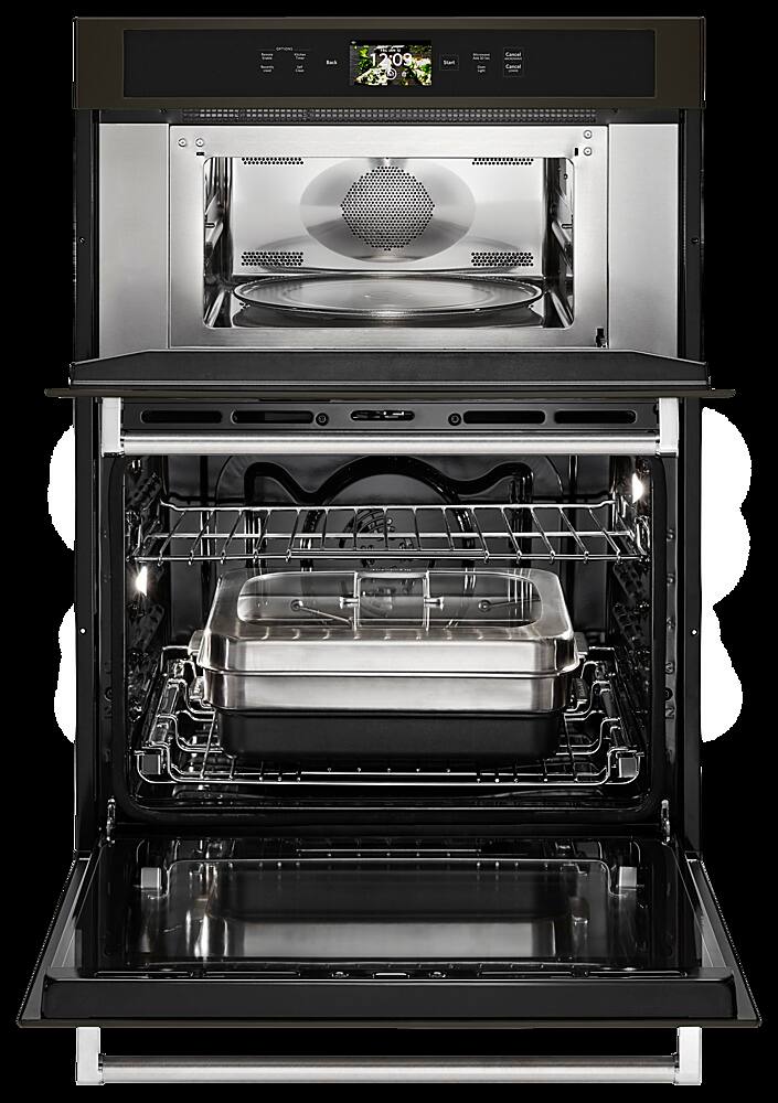 Alt View 18. KitchenAid - Smart Oven+ 30" Single Electric Convection Wall Oven with Built-In Microwave - Black stainless steel.