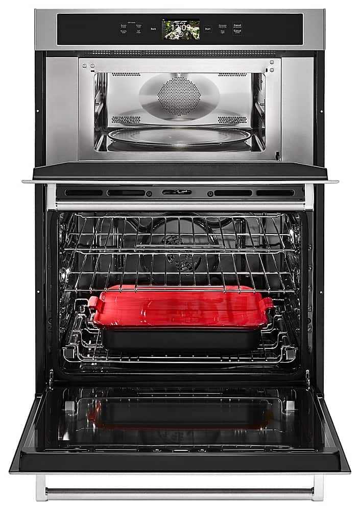 Alt View 12. KitchenAid - Smart Oven+ 30" Single Electric Convection Wall Oven with Built-In Microwave - Stainless Steel.