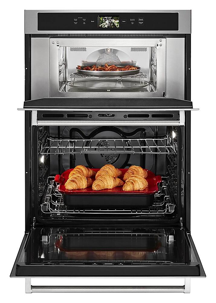 Alt View 13. KitchenAid - Smart Oven+ 30" Single Electric Convection Wall Oven with Built-In Microwave - Stainless Steel.