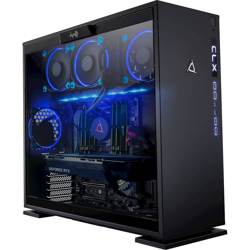Front. CLX - SET Gaming Desktop-AMD Ryzen ThreadRipper - 32GB Memory- NVIDIA GeForce RTX 2080 Ti- 6TB HDD + 960GB SSD - Black/Blue.