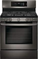 LG - 5.4 Cu. Ft. Self-Cleaning Freestanding Gas Convection Range with EasyClean - PrintProof Black Stainless Steel - Front_Standard