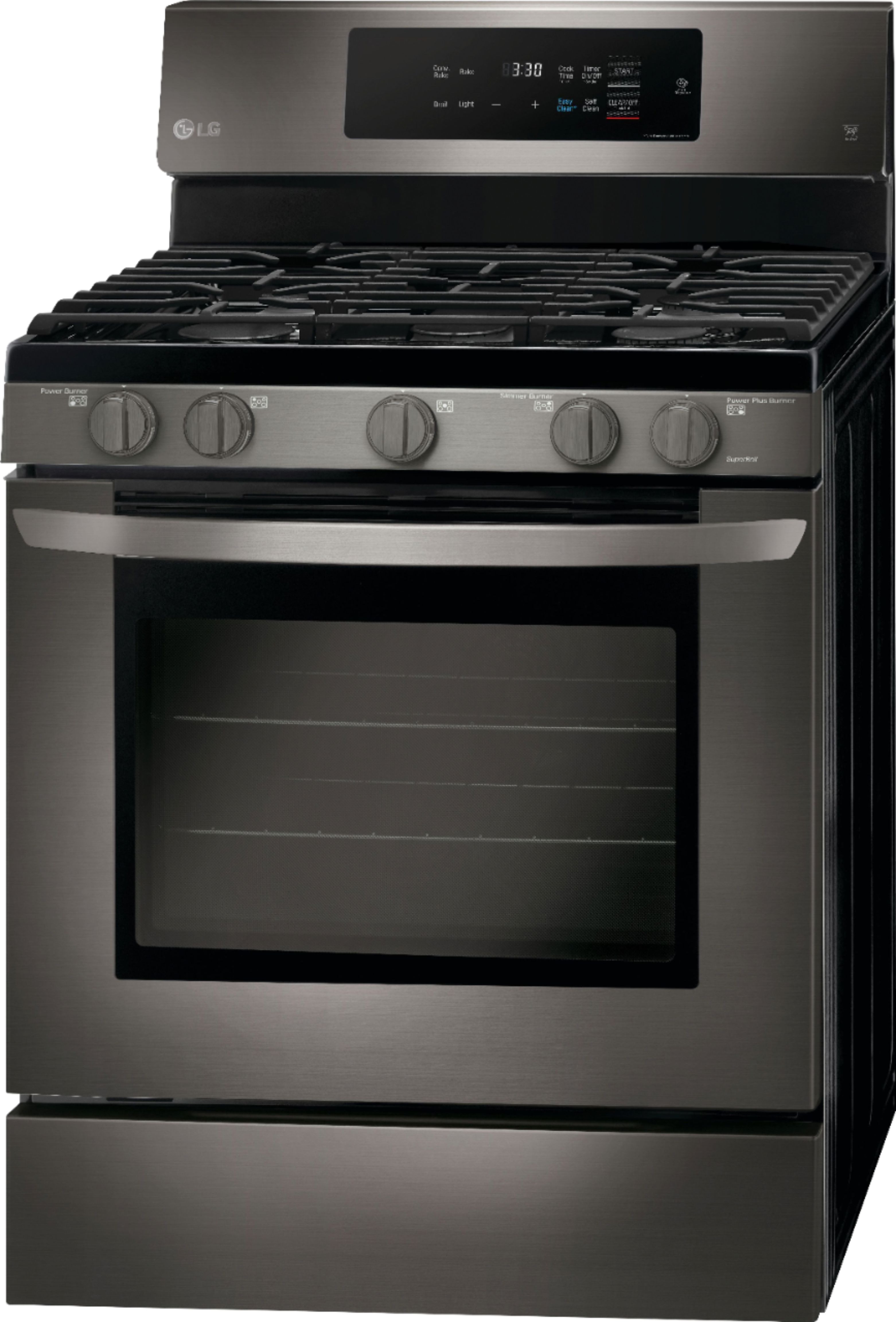Left View: LG - 5.4 Cu. Ft. Self-Cleaning Freestanding Gas Convection Range with EasyClean - Black stainless steel
